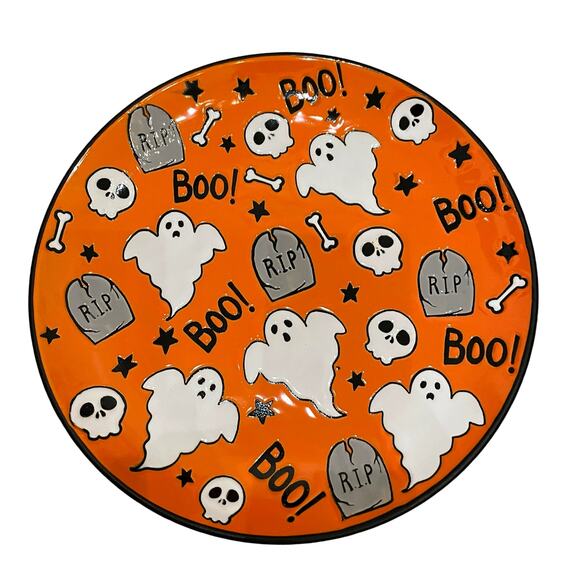 Eli + Ana MELTON GHOST Dinner Plate Set of 4 Ceramic Halloween BOO RIP New - Picture 12 of 15